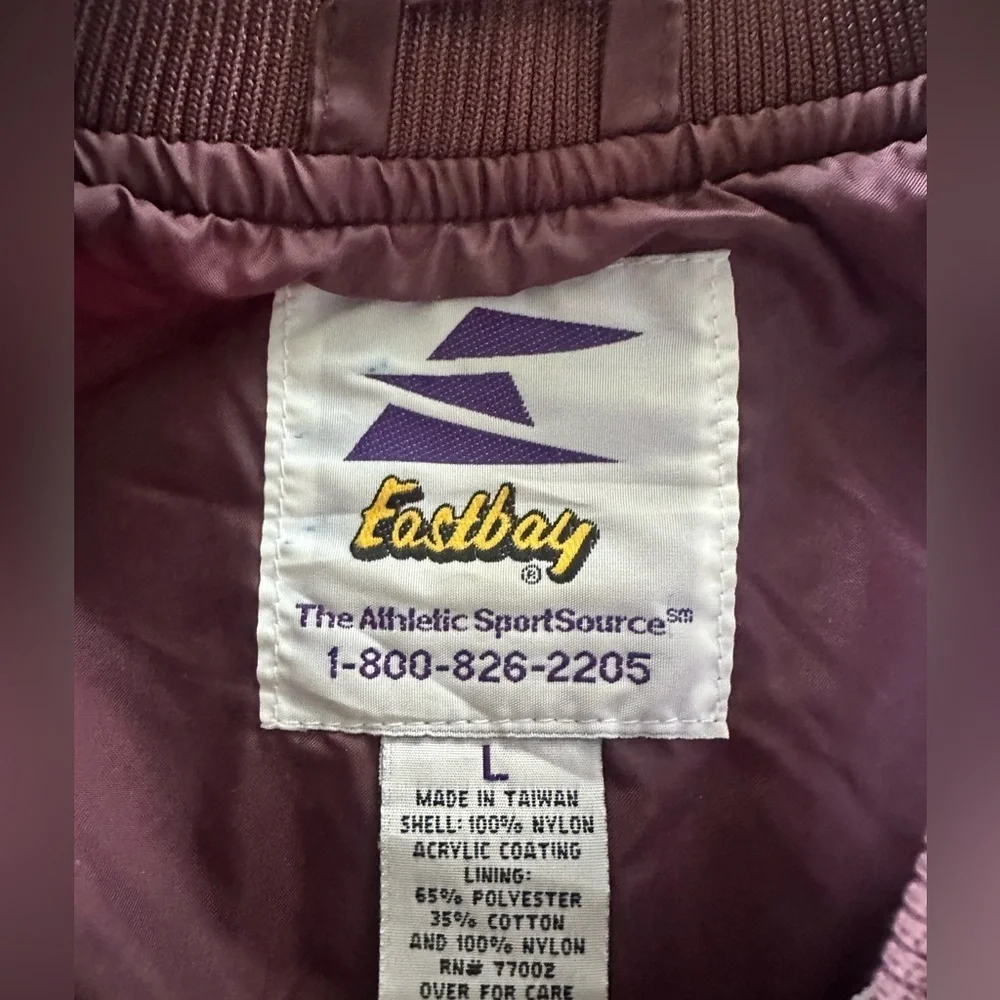 Vtg Vintage 90s Eastbay Pullover Jacket - Mens Size Large - Maroon Embroidered A